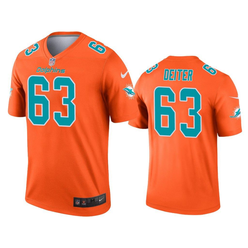 Men Miami Dolphins 63 Michael Deiter Nike Orange Inverted Legend NFL Jersey